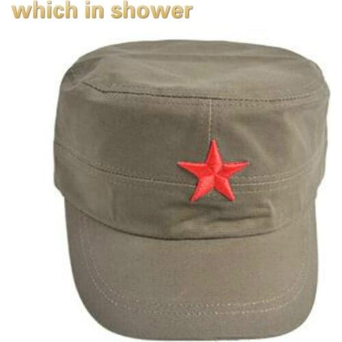 Which in shower red star flat hat for women men cotton army green black military cap adjustable male female military hat women