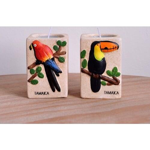 Ceramic candle holder hand-painted parrot beak bird three-dimensional design garden style flower and bird series candlestick