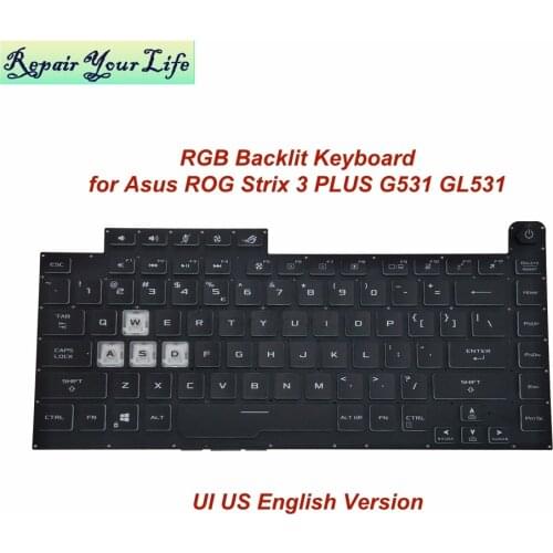 US UI RGB Backlit Keyboard for Asus ROG Strix 3 PLUS G531 G531G G531GT GL531 S5D 0KNR0-4613US00 Colorful Light Laptop Keyboards