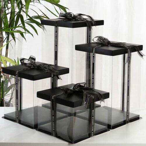 Birthday Cake Box Transparent Packaging Box for Wedding Baby Shower Christmas Halloween Party Gift Toys Bear Package Material