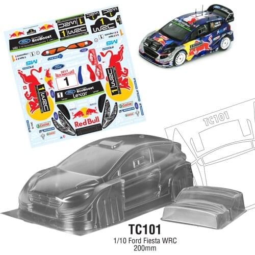 Rc Cars Shell Ford Fiesta Clear Body + Tail Wing + Logo Stickers For 1/10 Scale Rc Rally Car Toys Model 200mm