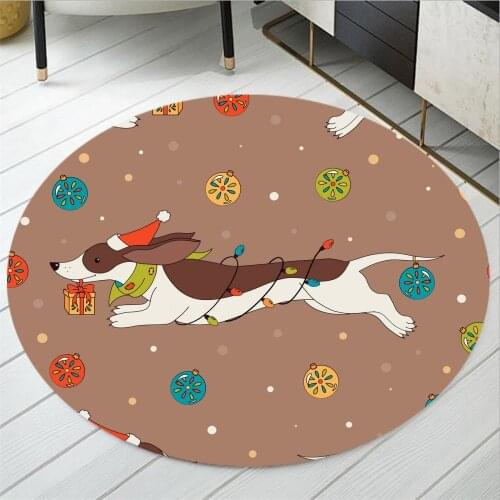 Pet Dogs Round Carpet 3D Print Dachshund Rugs Computer Chair Area Carpet Cartoon Play Tent Floor Mat Sausage Dog Floor Rugs