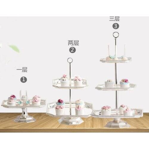 European 2,3Tiers metal silver plated Iron Cake Stand Cupcake Holder Wedding Decoration Display Rack Dessert cake stand DGJ020