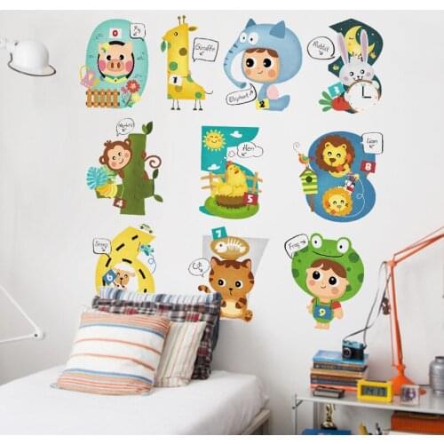 Cartoon Animals Wall Stickers Home Decor Kids Nursery Room Living Room Wall Decoration DIY Vinyl Art Wallpaper Decals