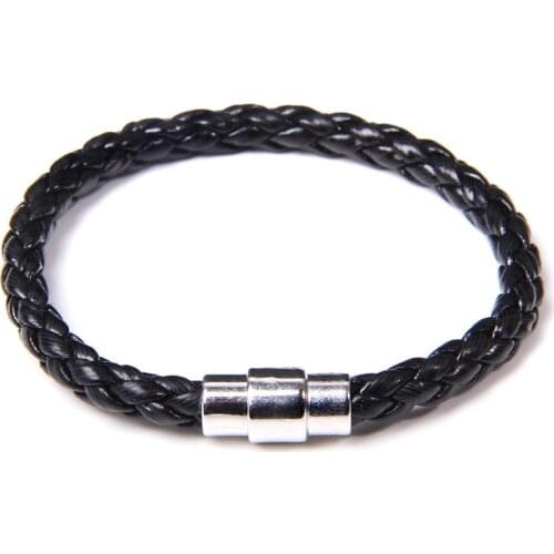 Men Bracelets Black Woven Leather Rope Bangle For Women Fashion Jewelry Alloy Clasps Pulsera Femme Homme Classic Bracelets Gift