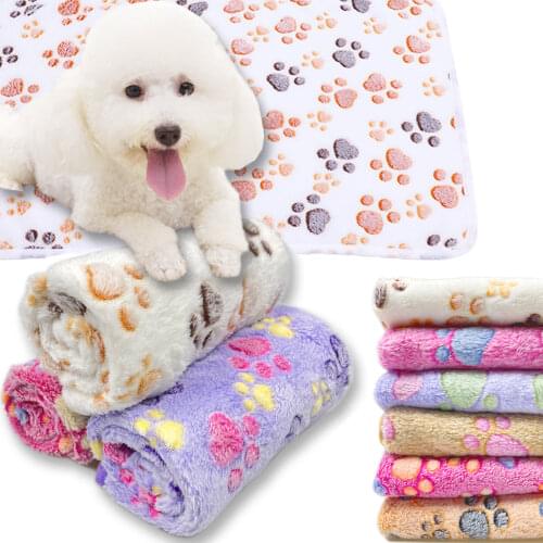 Soft Pet Blanket Winter Dog Cat Bed Mat Foot Print Warm Sleeping Mattress Small Medium Dogs Cats Coral Fleece Puppy Supplies