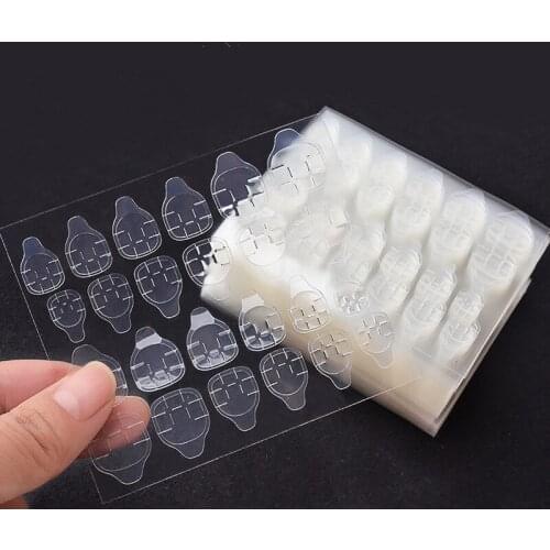 10Sheet DIY Nail Tip Transparent Double Sided Self Adhesive Sticker Jelly Waterproof False Art Extension Glue Tool Drop Ship