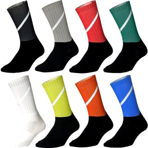 Hot Fiber Fabric Cycling Socks Professional Bike Team Race Aero Socks High Quality Road Bicycle Anti Slip Compression Sport Sock