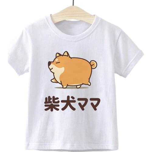 2021 New Baby Boys Shiba Inu T Shirt Summer Cartoons Print Kids T-Shirts Girls Kawaii Clothes Childrens Short Sleeve Blouses