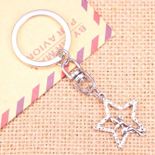 New Fashion Keychain 30x24mm angel star Pendants DIY Men Jewelry Car Key Chain Ring Holder Souvenir For Gift