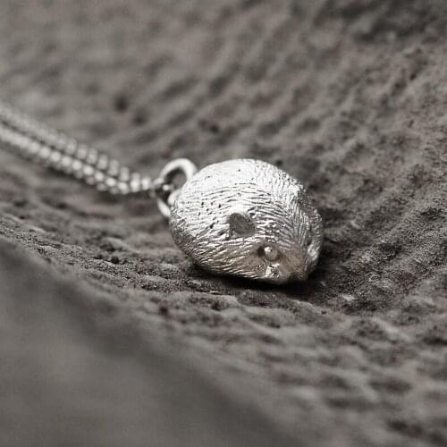 Originally hand-designed 925 pure silver lovely little fat hamster Girl Pendant
