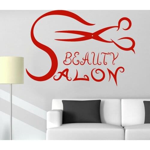 Beauty Salon Hair Scissors Hairdresser Wall Sticker Vinyl Interior Decor Removable Window Decals Transfer Film Wallpaper 4103