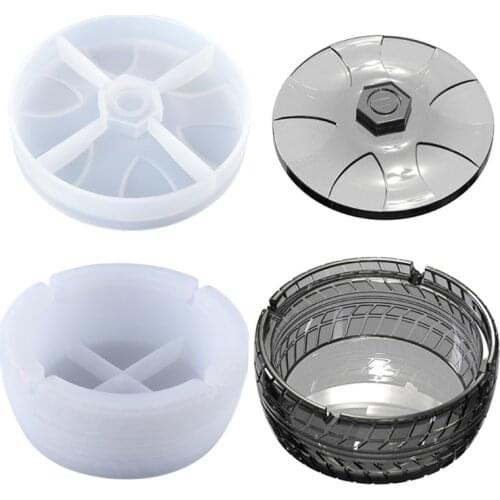 1 Set Tire Ashtray with Lid Epoxy Resin Mold Cigarette Ash Tray Silicone Mould DIY Crafts Home Decorations Ornament Mold