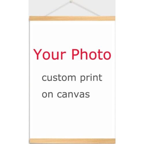 Custom Print Canvas Your Picture Favorite Photo Family Baby Canvas Painting Poster Wall Art With Wood Hanging Scrolls Painting