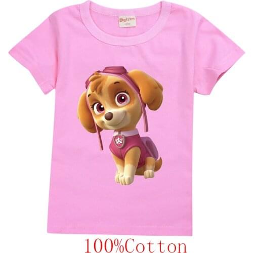 PAW PATROL Girls Tops Summer Short Sleeve Cartoon T Shirt for Kids Girls T-Shirts Cartoon Clothes Cotton Toddler Tees Clothes