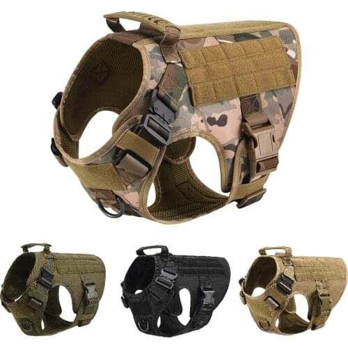 Tactical Dog Harness Vest Military Working Training Molle Vest Metal Buckles Loop Panels For Large Dogs Accessories