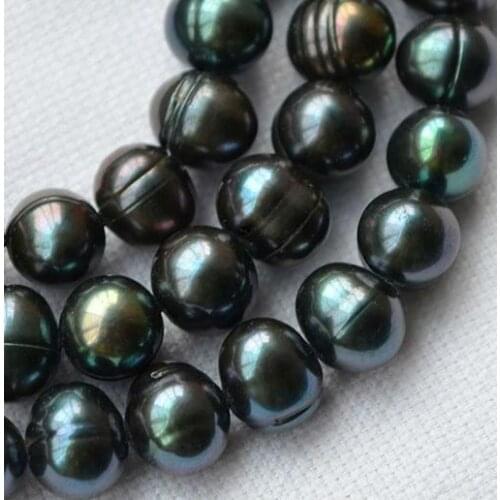 Unique Pearls jewellery Store Potato 8-9mm Black Freshwater Pearl Loose Beads One Full Strand YLC1-39