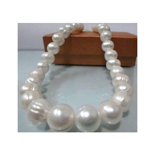 GORGEOUS 11-13MM NATURAL SOUTH SEA WHITE BAROQUE PEARL NECKLACE 18 INCH choker