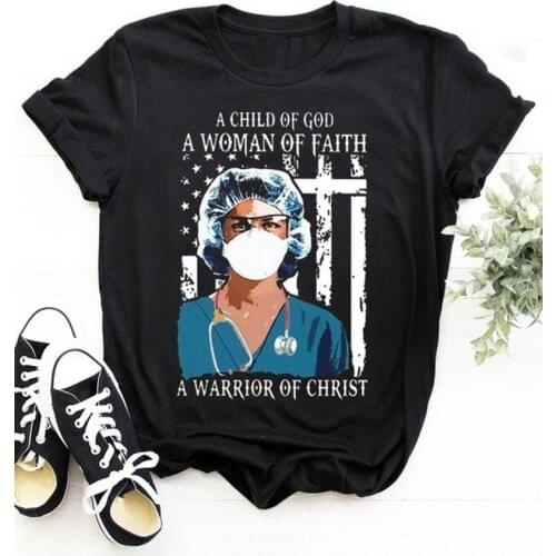 Faith Woman Nurse Print Women T Shirt Short Sleeve O Neck Loose Women Tshirt Ladies Fashion Tee Shirt Tops Clothes Mujer