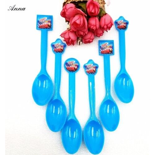 10pcs Lightning Mcqueen Plastic Spoon Birthday/Christmas/Festival Party Decoration Lightning Mcqueen Party Supplies