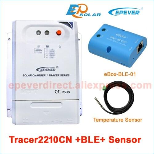 24V 20A Battery Charger EPEVER Tracer2210CN solar regulator eBOX-BLE-01 Phone APP and temp sensor 20amps MPPT tracking