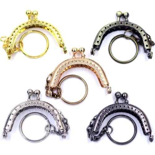 30 Wholesale 5 Colors Mini Arch Metal Coin Purse Bag Frames Kiss Clasps Buckles DIY Handbag Clutch Handle Key Ring 5cm Hardware