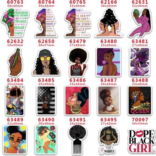 30pcs/lot Free Shipping Flat Resins Black Girl Boss Planar Resin For Hair Bow Characters PR60763