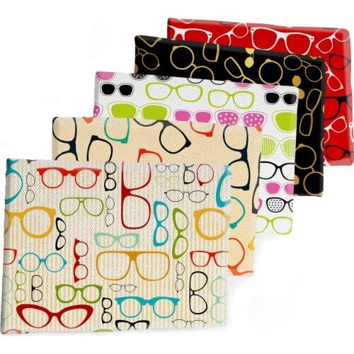 50*145CM Fabric Kawayi Glasses Pattern Printed Polyester Cotton Twill Fabric Patchwor Printed