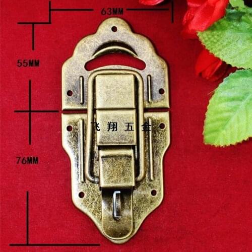 63*131mm Queen size flat Special line buckle Lock Large wooden Leather suitcase Hasp Antique Iron sheet High-grade Wholesale