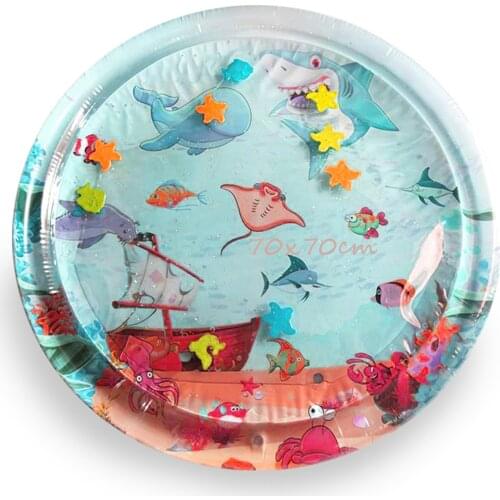 Shark Shape Baby Water Mat Marine Life Inflatable Water Pad Toys Indoor Playmat Toddler Activity Play Water Mat Bath Accessorie