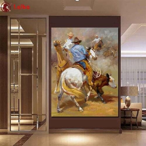 5d diy diamond painting Abstract art, cowboy, bull mosaic diamond crystal painting full square round diamond embroidery art