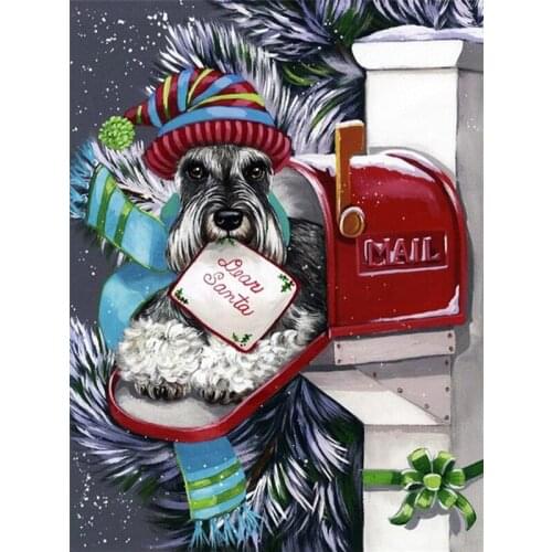 Diamond Painting Dog Mailbox Diamond Embroidery Animal Cross Stitch Mosaic Picture of Rhinestone Christmas Decorations