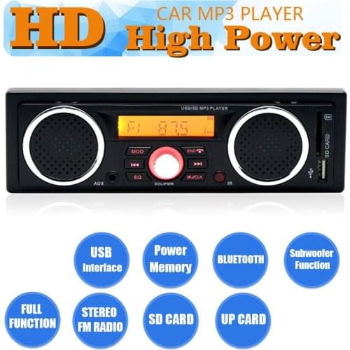 Car Radio 1 Din Hands-free Built-in 2 Speakers 12V Bluetooth MP3 Player FM LED Display Stereo Supports USB SD AUX Audio Playback