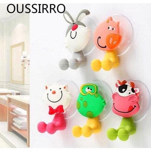Free Shipping 1PCS Cute Cartoon Animal Powerful Wall Suction Cup Toothbrush Holder & Rack Organizer Bathroom Accessories