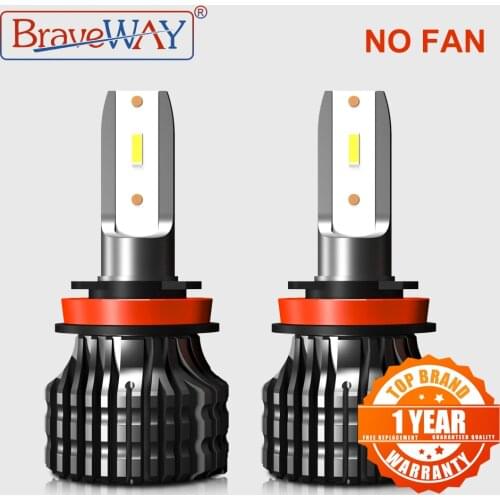BraveWay Fanless Led Headlight for Auto Super LED Bulb for Car Light Bulb H1 H4 H7 H11 9005 9006 HB3 HB4 12000LM 12V Diode Lamp