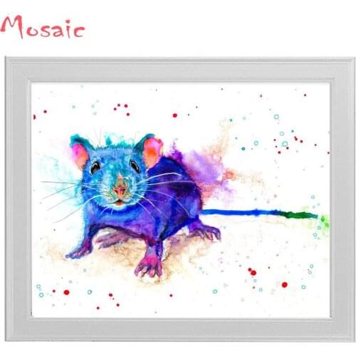 Colorful Mouse mosaic diamond Full square round DIY 5D Diamond Painting cross stitch kits embroidery diamond animal baby gift