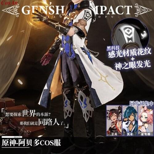 Hot Game Genshin Impact Albedo Cosplay Costume Mems Full Set High Quality Battle Uniform Activity Party Role Play Clothing S-XL