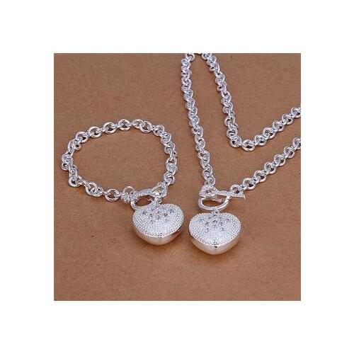 Wholesale fashion jewelry Set,M925 Stamped M925 Silver color Necklace and Bracelet . Nice Jewelry. Good Quality S136
