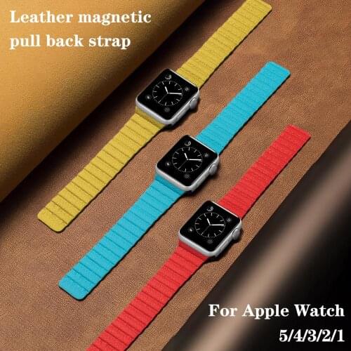 Leather loop strap for Apple watch band 44 mm 40mm iwatch band 42mm 38mm Magnetic watchband bracelet Iwatch series se 6 5 4 3 2