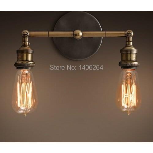 LOFT Edison E27X2 Bulbs Copper Double Wall Lamp Vintage Lighting Cafe Bar Coffee Shop Bedside Hall Way Store Shop Club