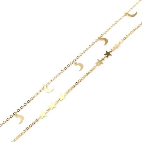 1 M Copper Galaxy Link Cable Chain Findings Half Moon Findings Star Gold Color For DIY Men Women Necklace Bracelet Anklet Making