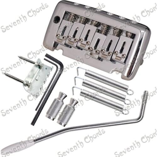 A Set Nickel 6 String Saddle Tremolo Bridge System for Electric Guitar accessories parts with Whammy Bar and Studs Anchor