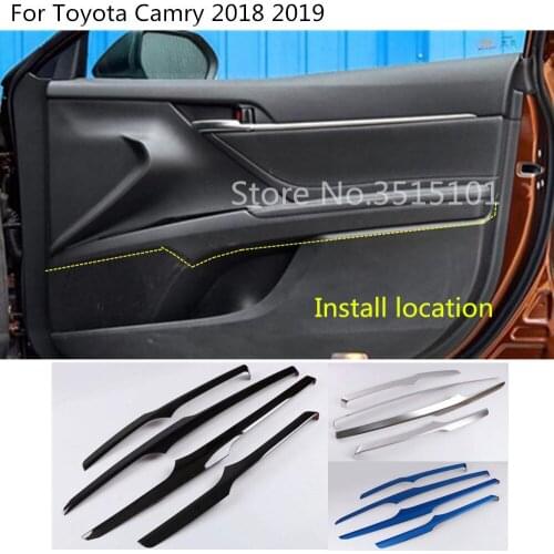 Car Body Styling Cover Detector Stainless Steel Inner Door Bowl Trim Strip 4pcs For Toyota New Camry XV70 2017 2018 2019 2020