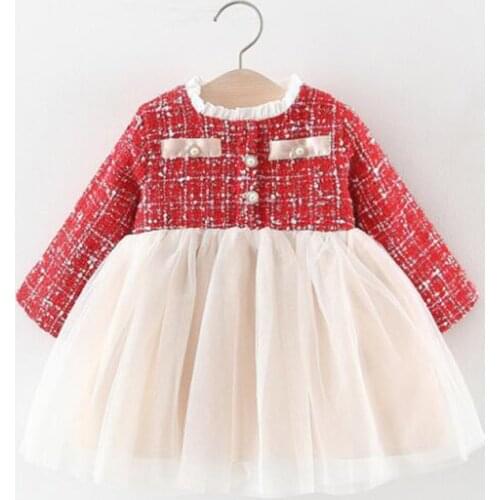 Baby Girls Princess Dress Clasic Plaid Long Sleeve Kids Clothing Autumn For Birthday Party Fashion Designed Infant Vestidos