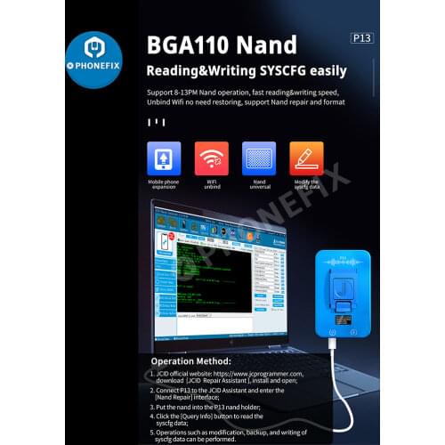JC P11 BGA110 Programmer for iPhone 8/8P/X/XR/XS/XSMAX JC Pro1000S JC P7 Pro NAND Read Write NAND Memory Upgrade Error Repair