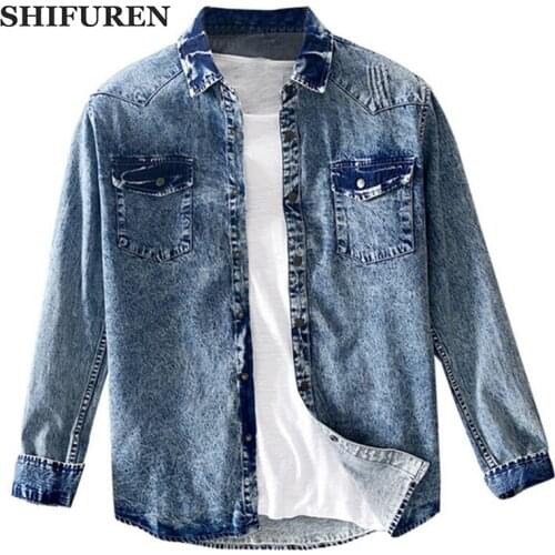 Мужские джинсовые рубашки SHIFUREN China At AliExpress