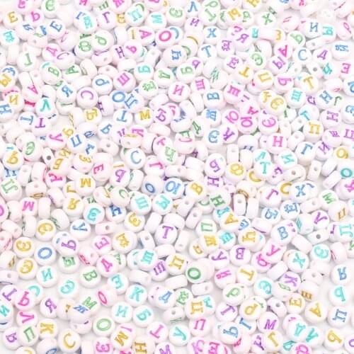 Mixed White Bottom Colorful Letter Acrylic Bead Charm Loose Spacer Beads For Jewelry Making DIY Needlework Bracelet Accessories