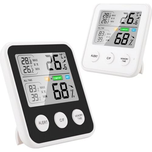 Indoor Large LCD Digital Thermometer Hygrometer Home Baby Room Wine Cellar Temperature Humidity Trend Monitor 24 hour All Time