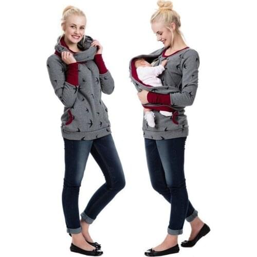Maternity Nursing Hoodie Sweatshirt Winter Autumn Pregnancy Clothes Pregnant Women Breastfeeding Sweater Shirts T Shirt Top