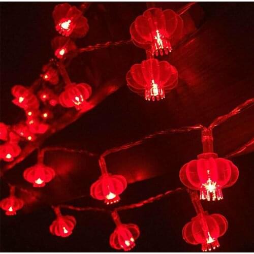 Traditional Red Lantern LED String Light Christmas Battery Operated Party Supplies Chinese New Year Decoration Room Light